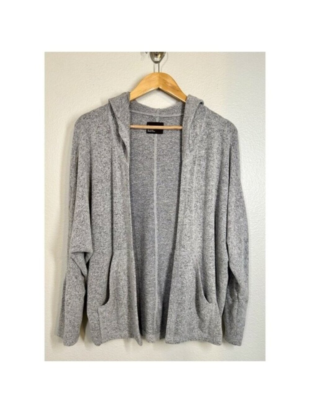 Free Press Gray Soft Hooded Cardigan‎ Sweater Womens Size S Pockets Minimalist